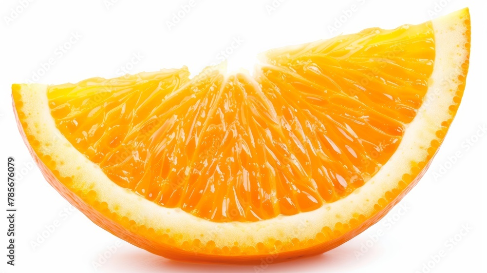 A slice of orange fruit, perfectly isolated on a white background, with a clipping path included for easy editing.
A slice of orange fruit, perfectly isolated on a white background, with a clipping path included for easy editing.