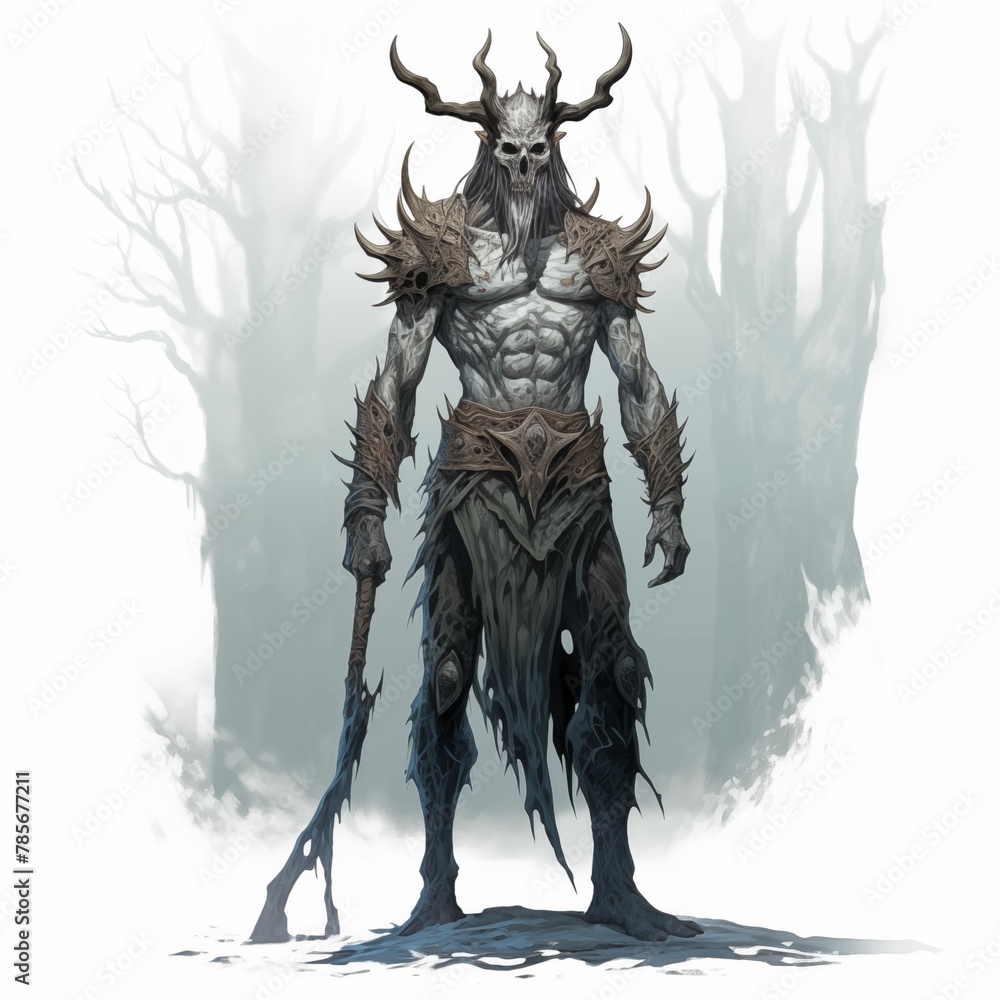 Illustration of a Draugr on a White Background Illustration of a Draugr on a White Background