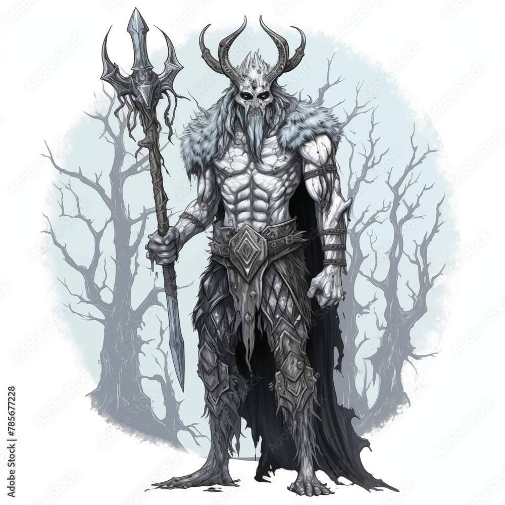 Illustration of a Draugr on a White Background Illustration of a Draugr on a White Background