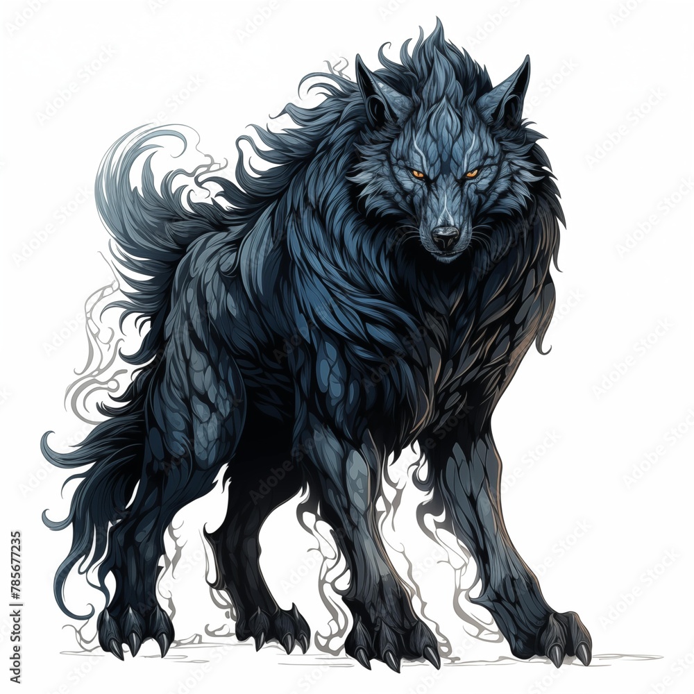 Illustration of a Fenris Wolf on a White Background Illustration of a Fenris Wolf on a White Background