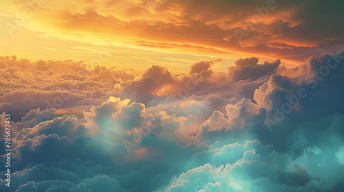 AI Generated. AI Generative. Aerial air sky clouds landscape background from top view. Graphic Art