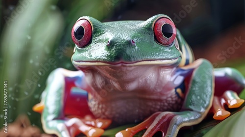 close up view of frog on a leaf