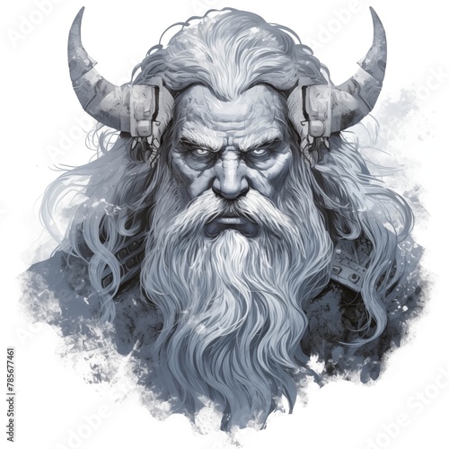  Illustration of a Frost Giant's Face on a White Background