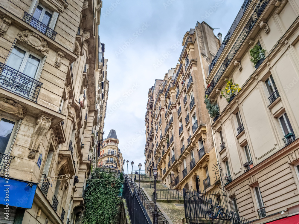 Stairs in the Montmartre district, Paris, France