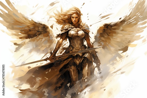 Illustration of a Valkyrie on a White Background photo