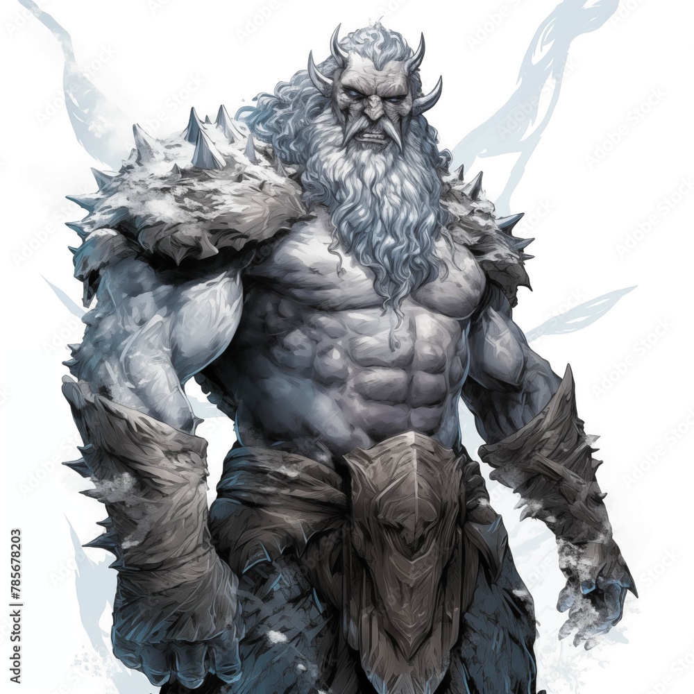 Fototapeta premium Illustration of a Frost Giant on a White Background