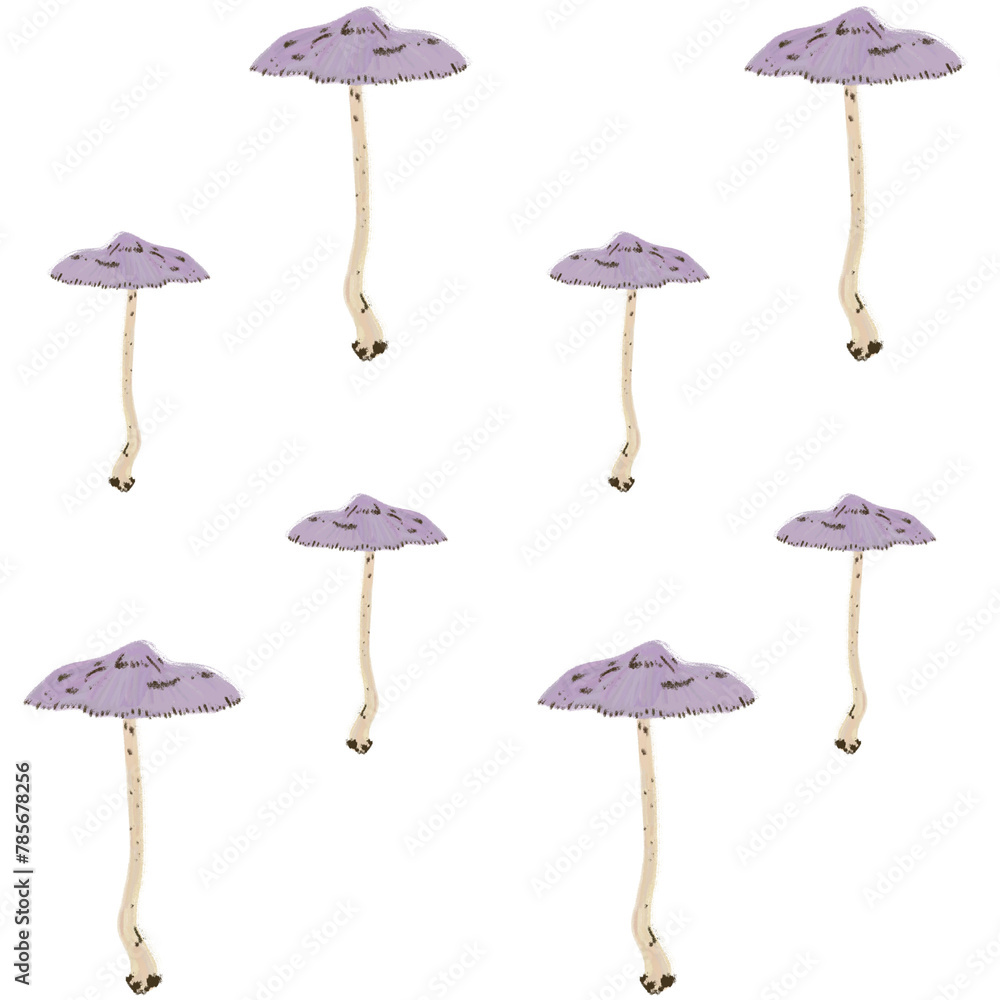 Seamless floral forest transparent pattern with mushrooms. Children's stylized pencil illustration for textile and paper design. Seamless floral forest transparent pattern with mushrooms. Children's stylized pencil illustration for textile and paper design.