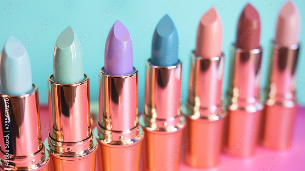 Obraz premium Posh lipstick in pastel hues AI generated illustration