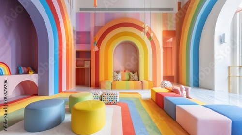 Playful rainbow with bold 3d stripes  AI generated illustration