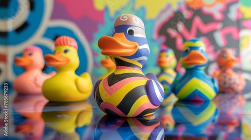 Playful rubber duck in funky patterns   AI generated illustration © ArtStage