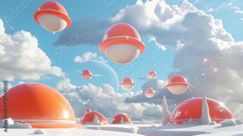 Surreal 3d interpretation of flying objects in a contemporary style AI generated illustration
