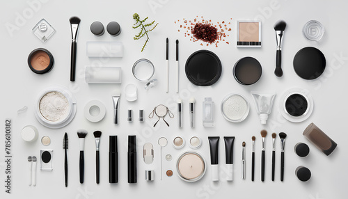 Wallpaper Mural set of cosmetics on a white table on a white background top view Torontodigital.ca