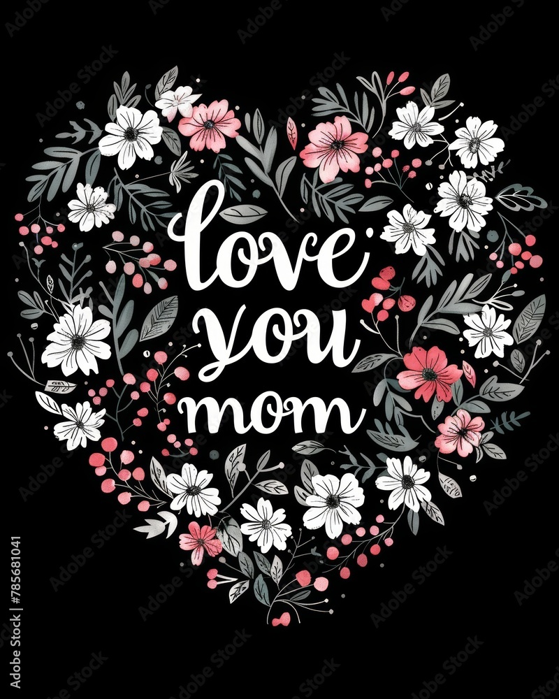 Heartfelt Mother's Day Floral Design with Love Message Generative AI