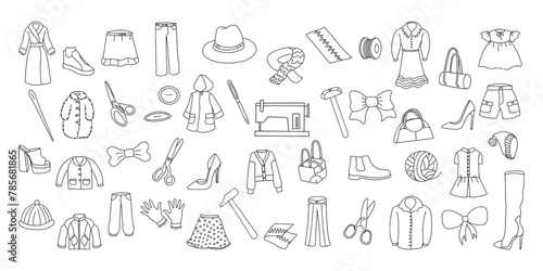 Doodles of goods and light industry items. Isolated vector
