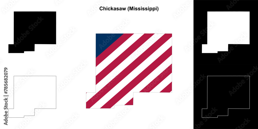 Chickasaw County (Mississippi) outline map set Chickasaw County (Mississippi) outline map set