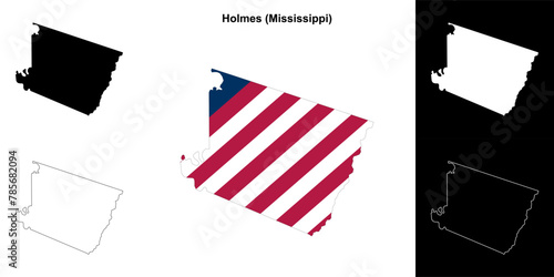 Holmes County (Mississippi) outline map set