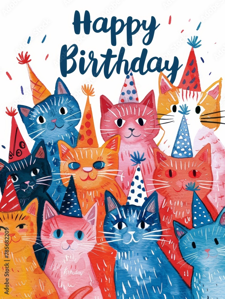 Feline Festive Birthday Celebration Generative AI