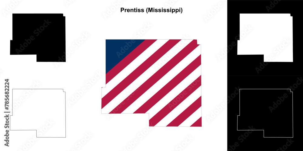 Prentiss County (Mississippi) outline map set Prentiss County (Mississippi) outline map set