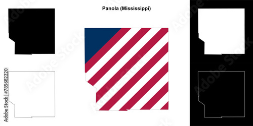 Panola County (Mississippi) outline map set