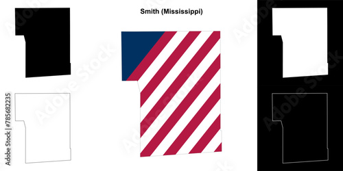Smith County (Mississippi) outline map set