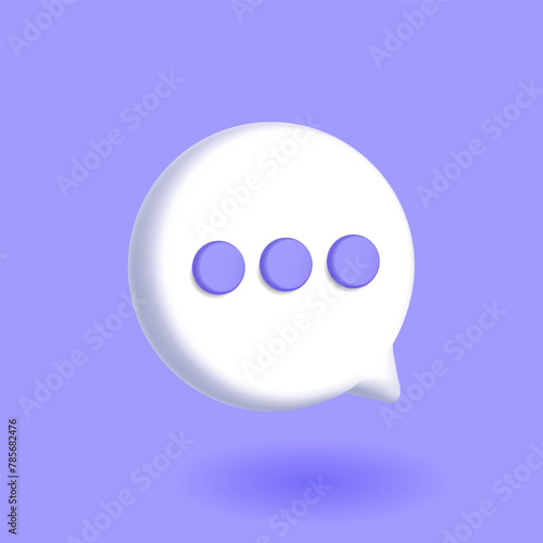 3D mesh vector text bubble icon, in color on a purple background, message on phone or chat messenger