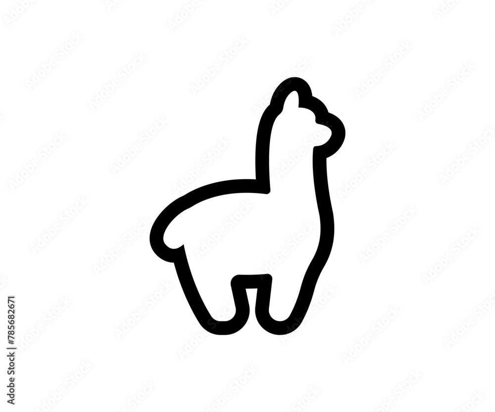Fototapeta premium Vector alpaca, llama icon. Simple black line illustration.
