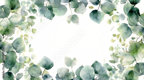 Eucalyptus Watercolor Painting for Wedding Invitations Generative AI
