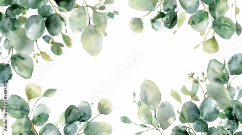 Eucalyptus Watercolor Illustration for Wedding Stationery Generative AI