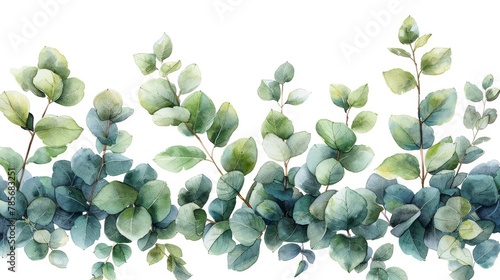 Boho Watercolor Eucalyptus Wedding Frame Generative AI
