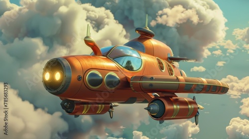 A delightful 3d render of a cartoonish flying AI generated illustration