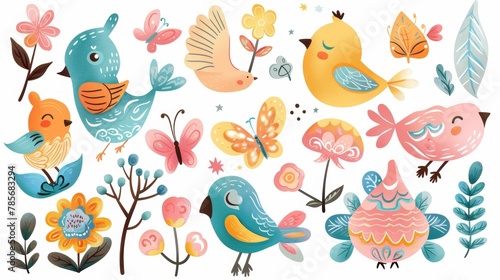 A whimsical assortment of cute isolated flying  AI generated illustration © ArtStage