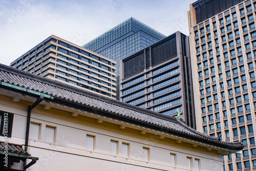 Tokyo Tapestry: Otemon's Historic Roofline Against a Modern Skyline, April 2024 photo