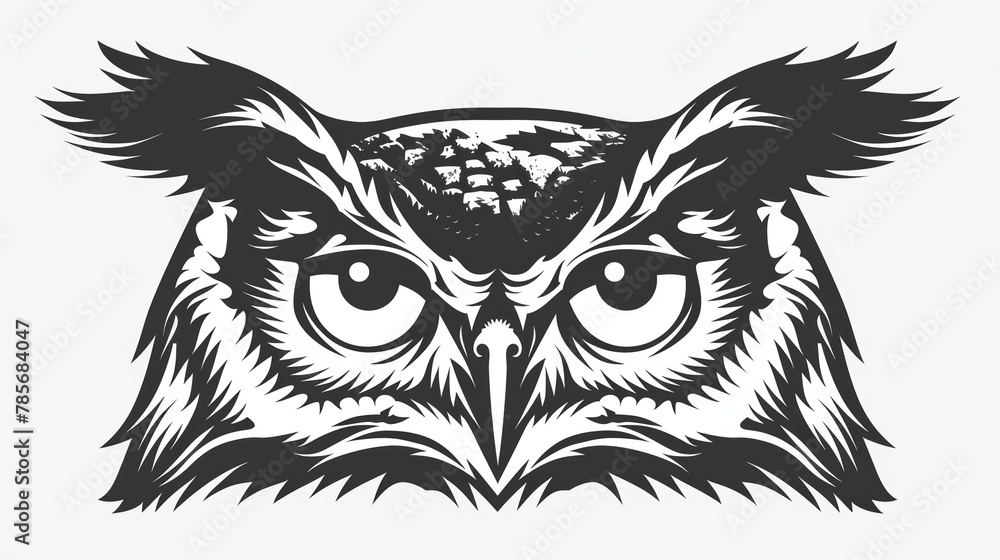 Minimalist Line Art Owl Head Silhouette Logo Generative AI