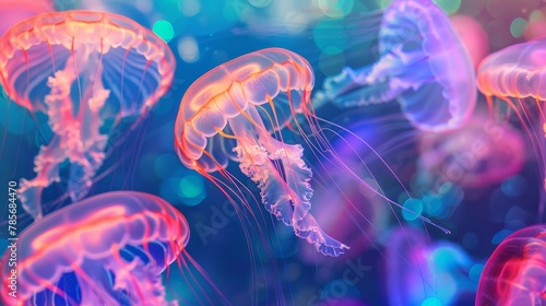 Vibrant jellyfish with propellers AI generated illustration