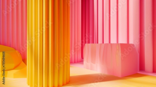 Vibrant shades of pink and yellow in a 3d composition   AI generated illustration