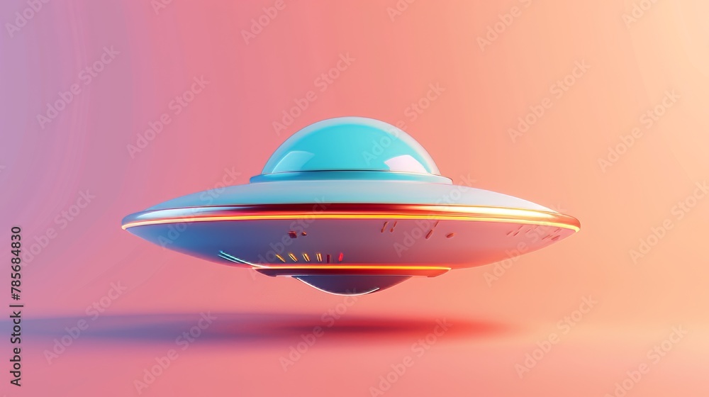 Whimsical 3d render of a flying saucer   AI generated illustration