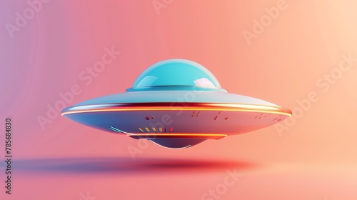 Whimsical 3d render of a flying saucer AI generated illustration