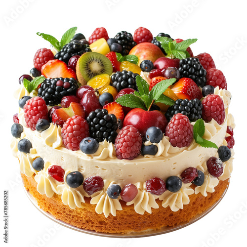 fruit cake chocolate cake isolated on white background