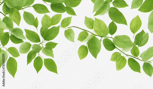 green garden leafs, cut out, white background , detailed