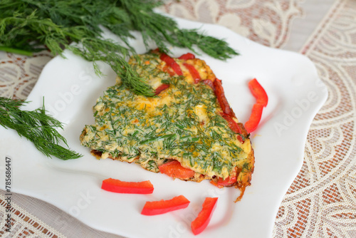 Omelette with sweet pepper and a dill