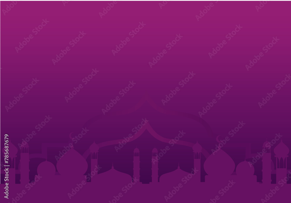 Fototapeta premium 2024-04-15 outline silhouette mosque purple Muslim background