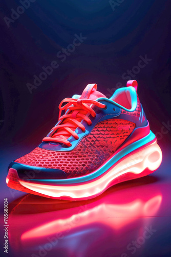 Blue  purple and red futuristic neon sneaker  fashion mode