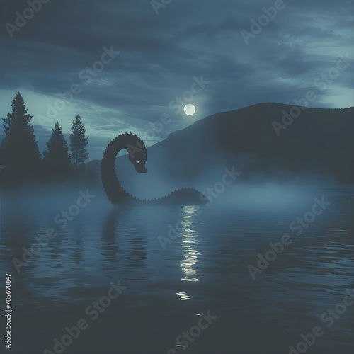 Mysterious Night on Okanagan Lake: The Legend of the Ogopogo Sea Monster © Troy