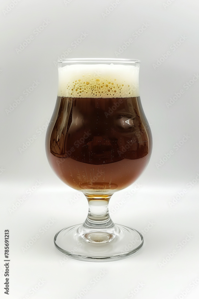 Dark beer in a glass on a white background, Generative AI Dark beer in a glass on a white background, Generative AI