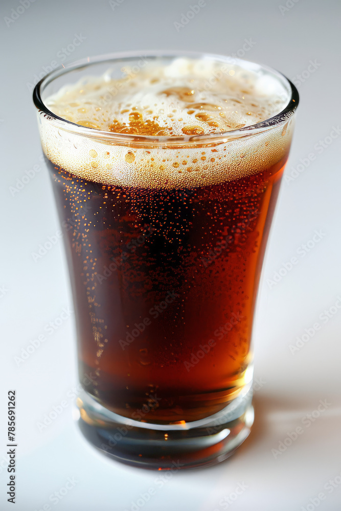 Dark beer in a glass on a white background, Generative AI Dark beer in a glass on a white background, Generative AI