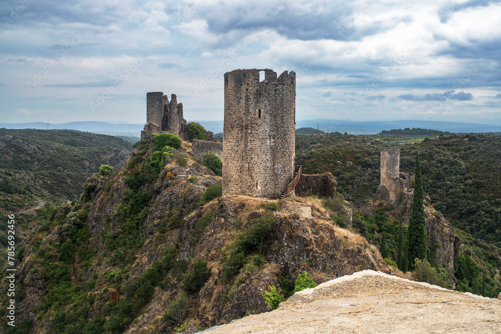 Fototapeta premium Ruins of the medieval castle of Lastours, in the Cathar region of southern France