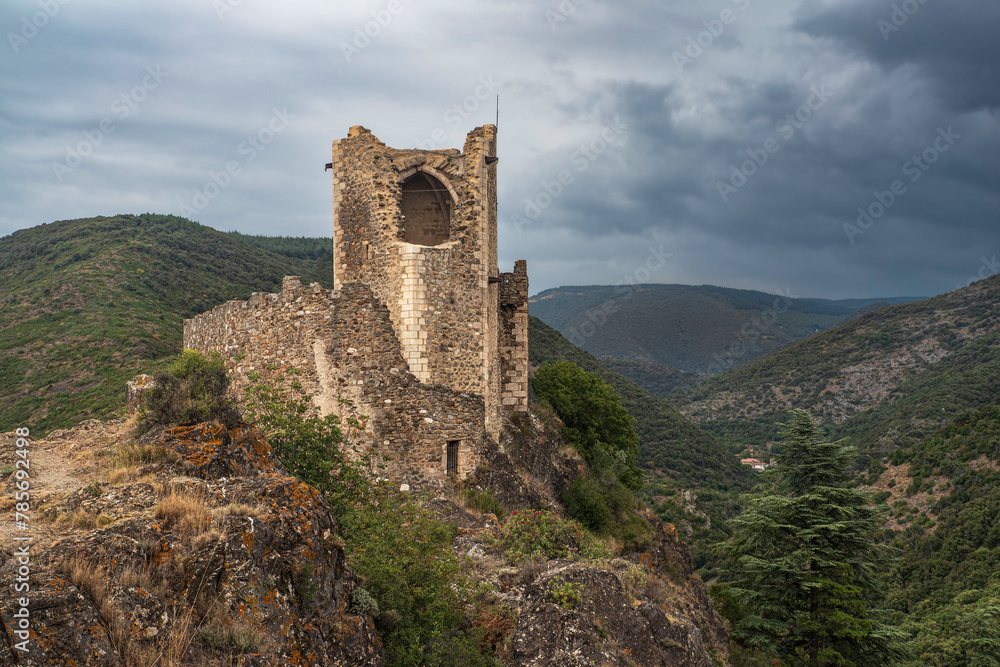 Ruins of the medieval castle of Lastours, in the Cathar region of southern France