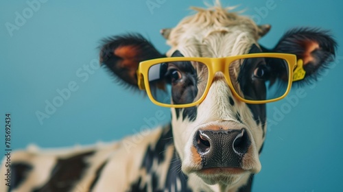 moo-ve over, summer is here: explore a funny photo of a cow wearing sunglasses a day at the spa for this silly cow: explore a funny photo of a cow with sunglasses in a studio where farmyard fun meets 