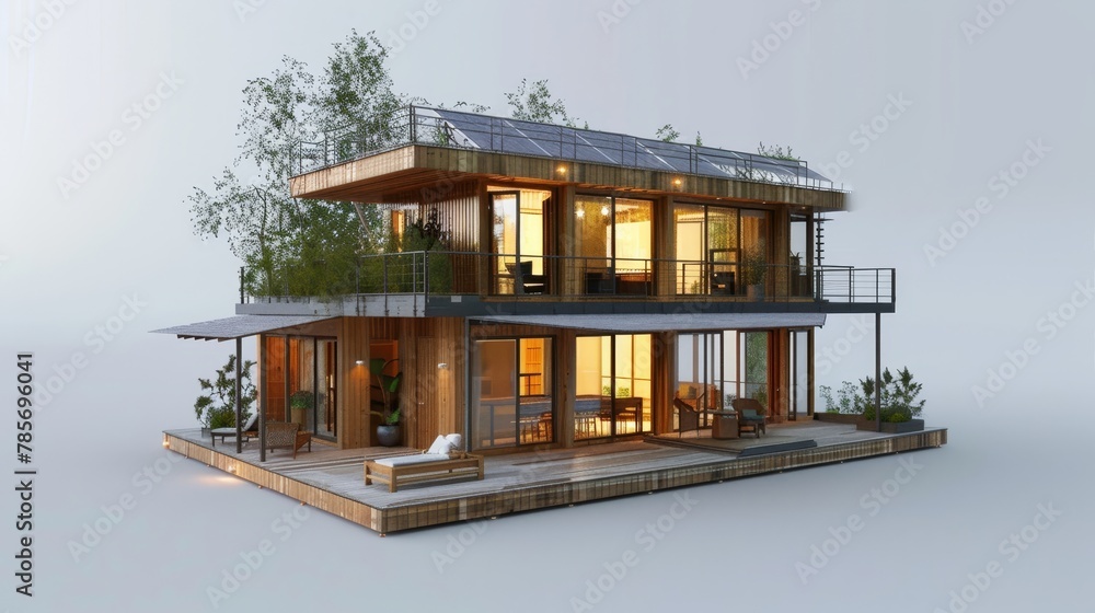 A 3d model of a sustainable eco-friendly house  AI generated illustration