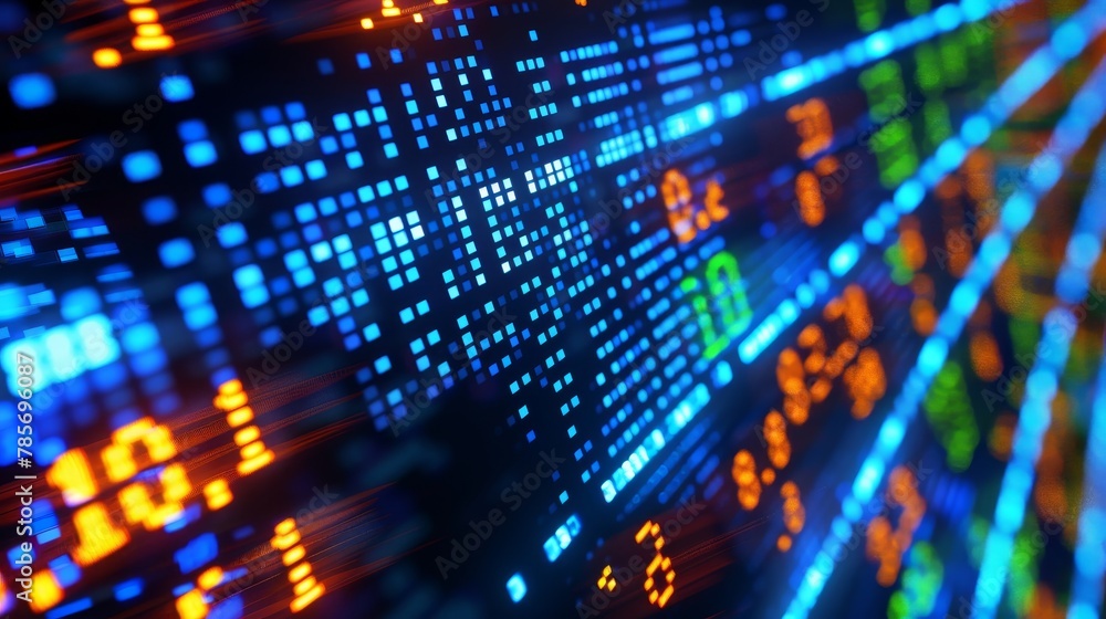 A 3d rendered image of a digital stock market ticker AI generated illustration A 3d rendered image of a digital stock market ticker AI generated illustration
